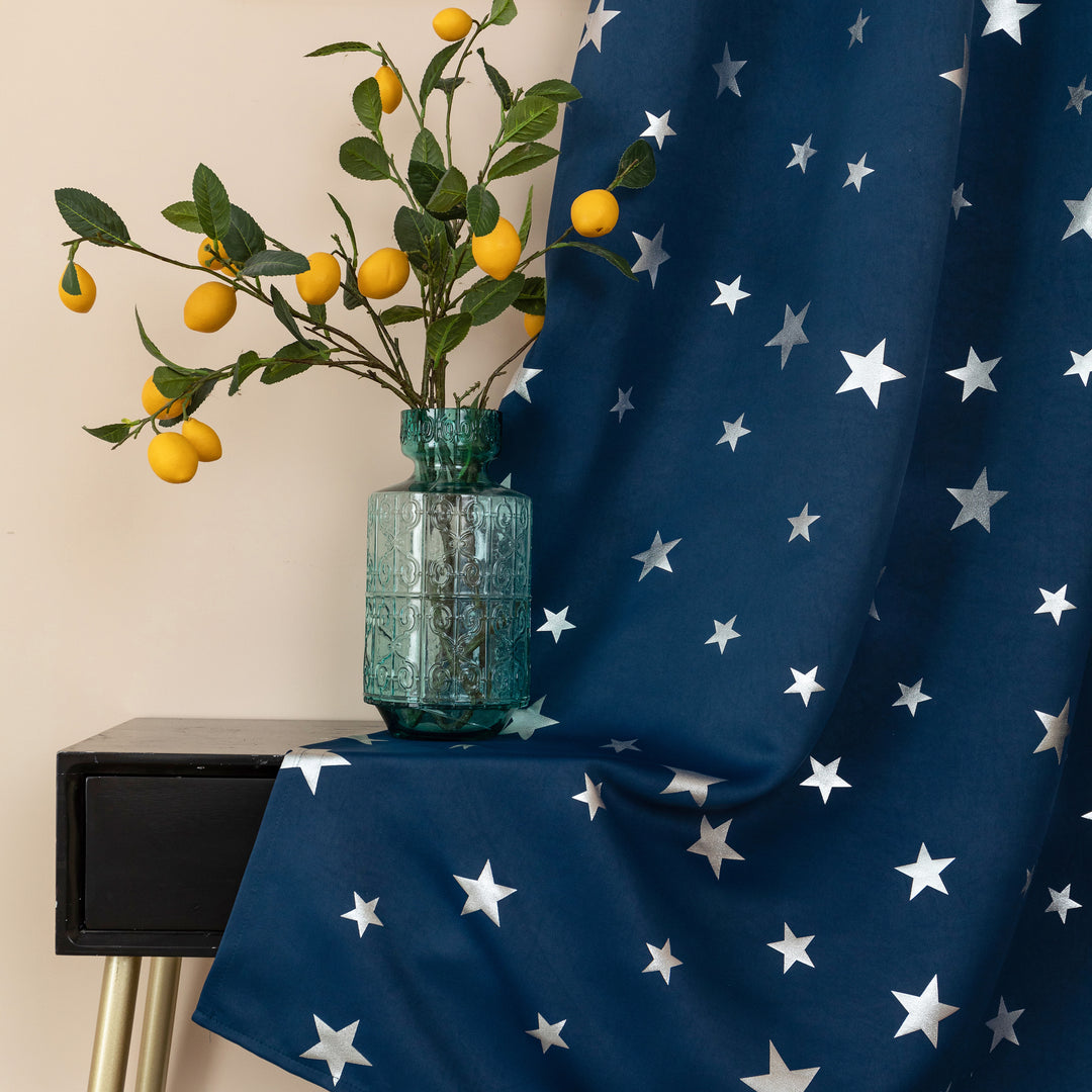 TENDA OSCURANTE FANTASIA STELLE ARGENTATE 1 PANNELLO 140X235CM BLU