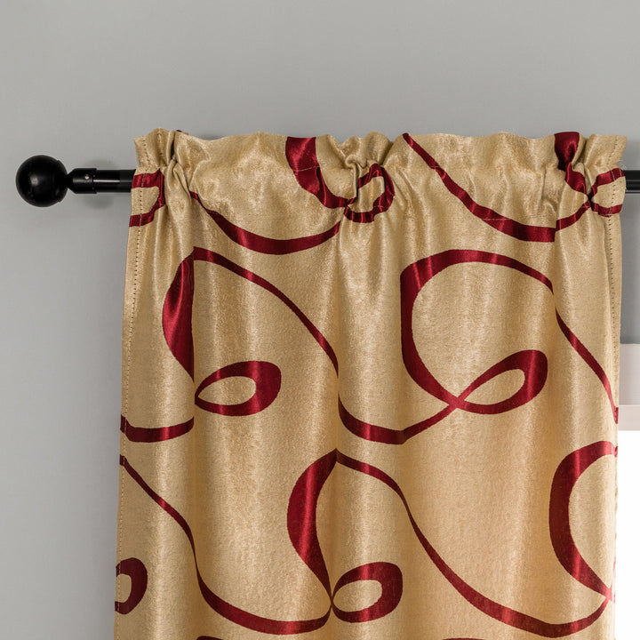 COPPIA TENDE SEMI OSCURANTI FANTASIA CURVILINEA 2X70X145CM ORO E ROSSO