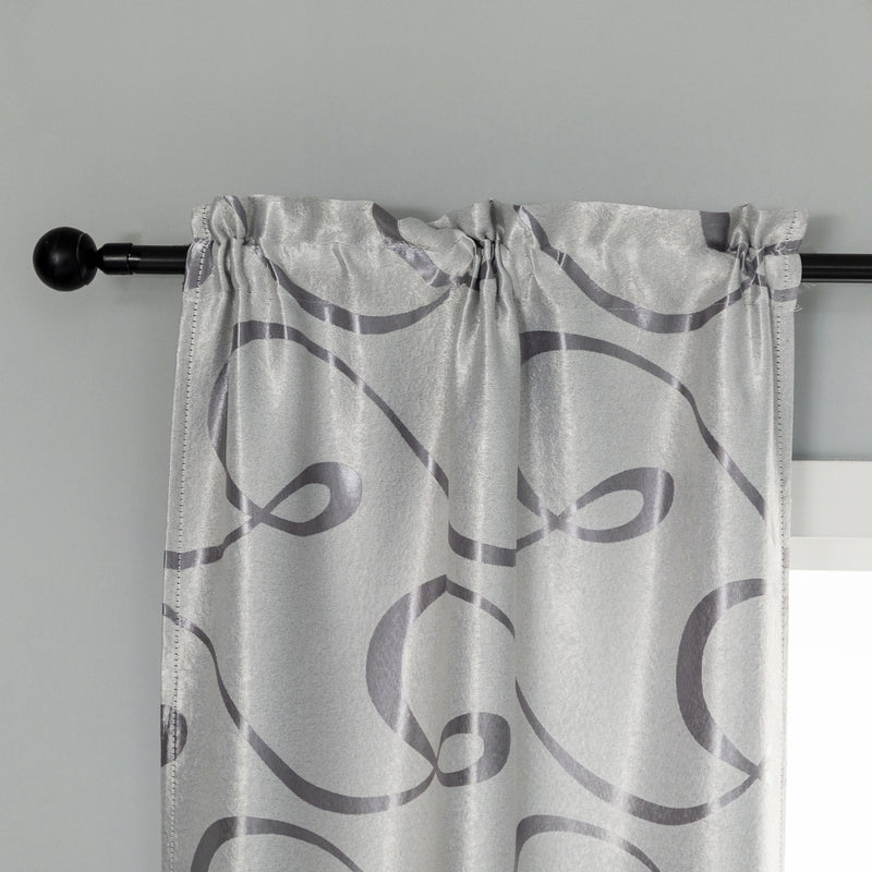 COPPIA TENDE SEMI OSCURANTI FANTASIA CURVILINEA 2X70X235CM GRIGIO E ARGENTO