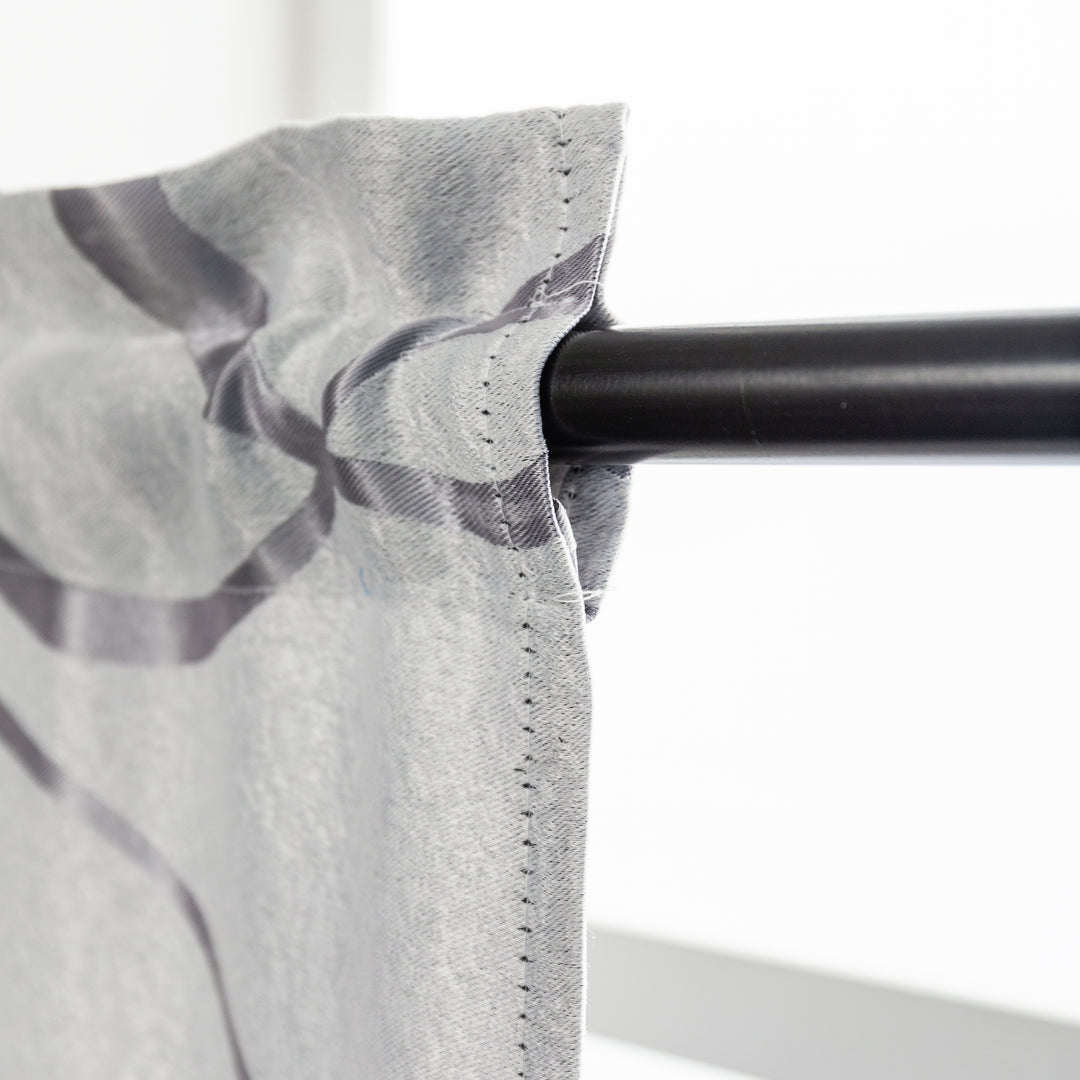 COPPIA TENDE SEMI OSCURANTI FANTASIA CURVILINEA 2X70X145CM GRIGIO E ARGENTO
