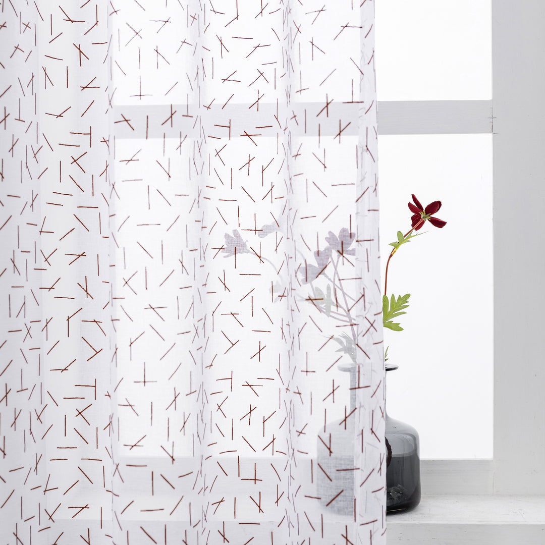TENDA BIANCA FILTRANTE FANTASIA A FIAMMIFERI 1 PANNELLO 140X285CM MARRONE