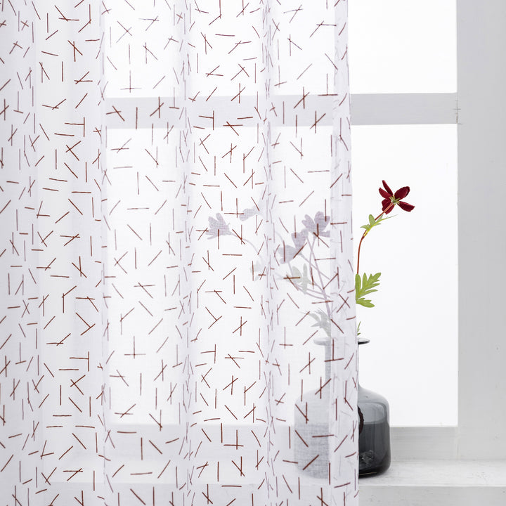TENDA BIANCA FILTRANTE FANTASIA A FIAMMIFERI 1 PANNELLO 140X285CM MARRONE