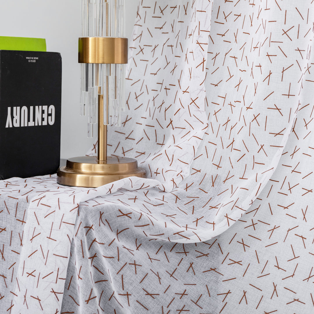 TENDA BIANCA FILTRANTE FANTASIA A FIAMMIFERI 1 PANNELLO 140X285CM MARRONE