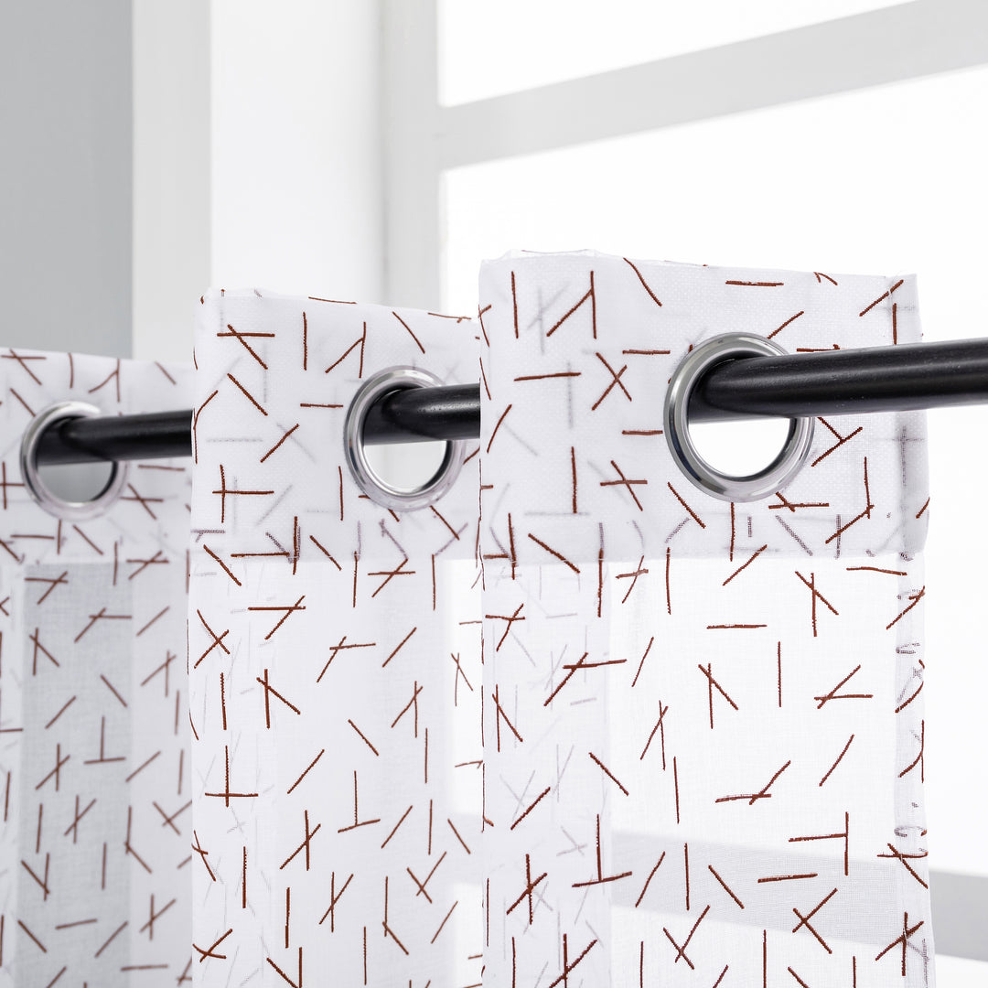 TENDA BIANCA FILTRANTE FANTASIA A FIAMMIFERI 1 PANNELLO 140X285CM MARRONE