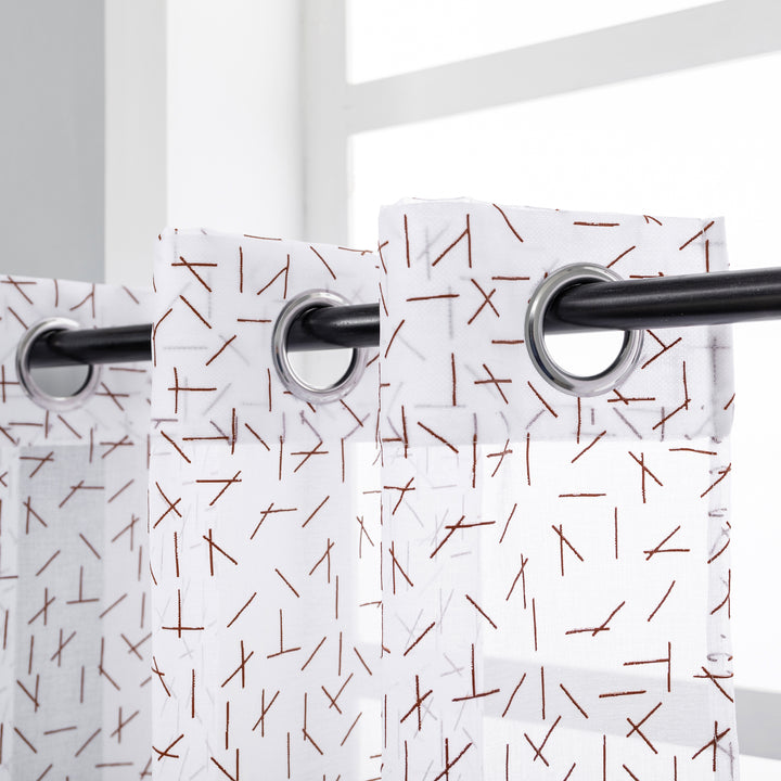 TENDA BIANCA FILTRANTE FANTASIA A FIAMMIFERI 1 PANNELLO 140X285CM MARRONE