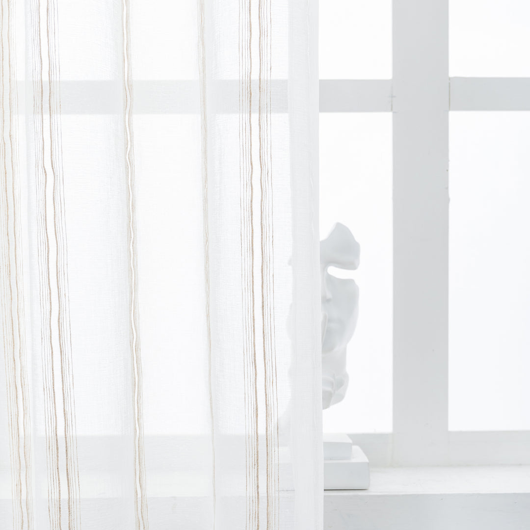 COPPIA TENDE MYKONOS VOILE FILTRANTI A RIGHE 2X70X145CM BEIGE