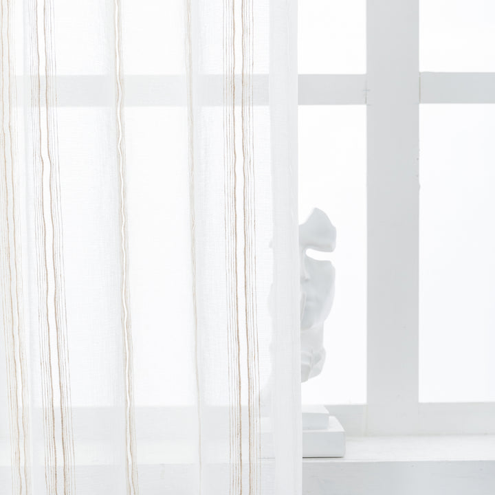 COPPIA TENDE MYKONOS VOILE FILTRANTI A RIGHE 2X70X145CM BEIGE