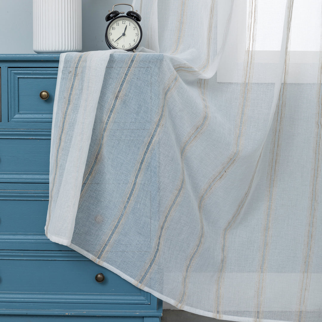 TENDA MYKONOS VOILE FILTRANTE A RIGHE 1 PANNELLO 140X285CM BEIGE