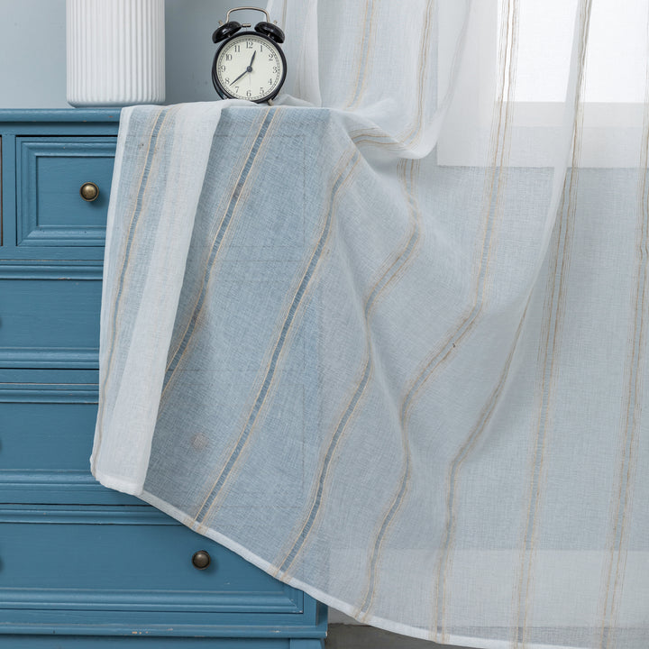 TENDA MYKONOS VOILE FILTRANTE A RIGHE 1 PANNELLO 140X285CM BEIGE