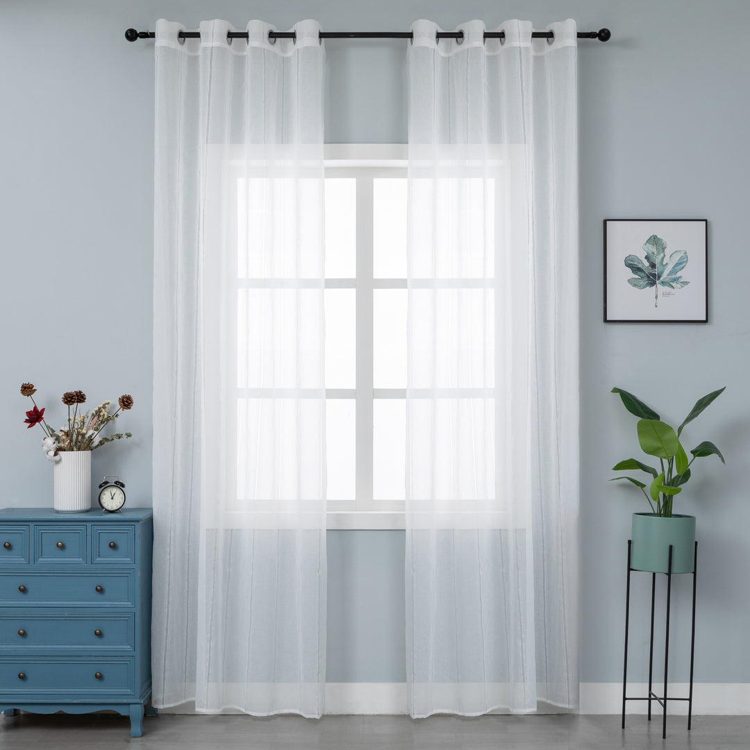 TENDA MYKONOS VOILE FILTRANTE A RIGHE 1 PANNELLO 140X285CM BIANCO
