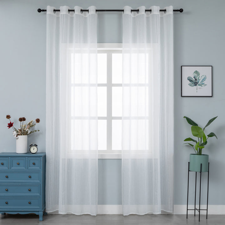 TENDA MYKONOS VOILE FILTRANTE A RIGHE 1 PANNELLO 140X285CM BIANCO