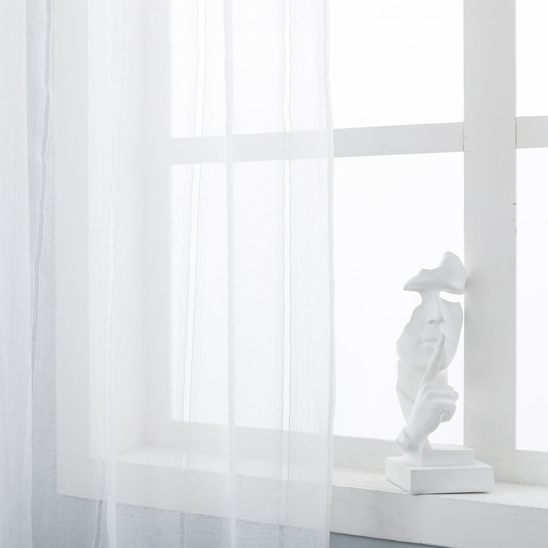 TENDA MYKONOS VOILE FILTRANTE A RIGHE 1 PANNELLO 140X285CM BIANCO
