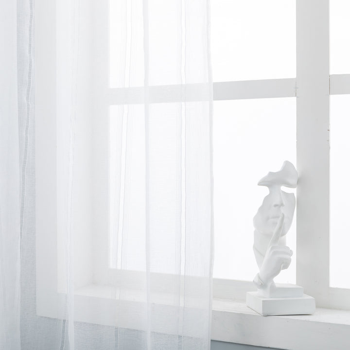 TENDA MYKONOS VOILE FILTRANTE A RIGHE 1 PANNELLO 140X285CM BIANCO