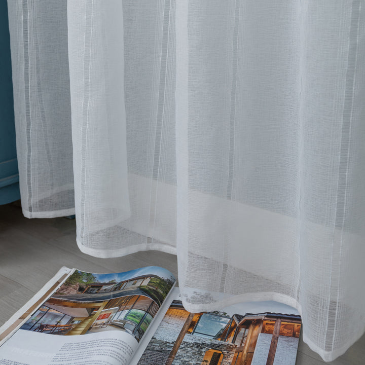 TENDA MYKONOS VOILE FILTRANTE A RIGHE 1 PANNELLO 140X285CM BIANCO