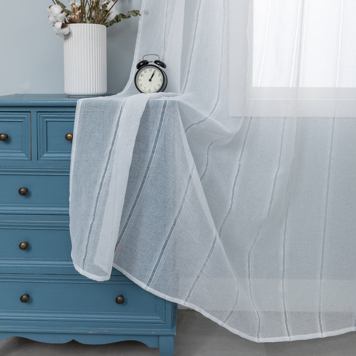 TENDA MYKONOS VOILE FILTRANTE A RIGHE 1 PANNELLO 140X285CM BIANCO