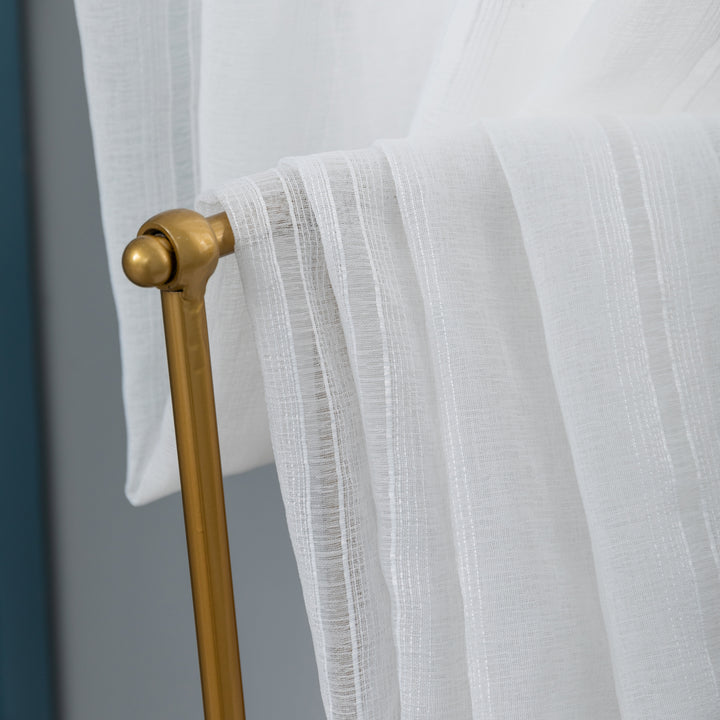 TENDA MYKONOS VOILE FILTRANTE A RIGHE 1 PANNELLO 140X285CM BIANCO
