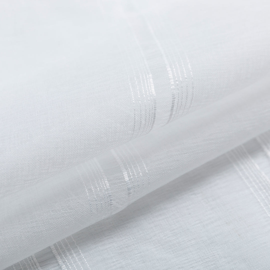 COPPIA TENDE MYKONOS VOILE FILTRANTI A RIGHE 2X70X145CM BIANCO