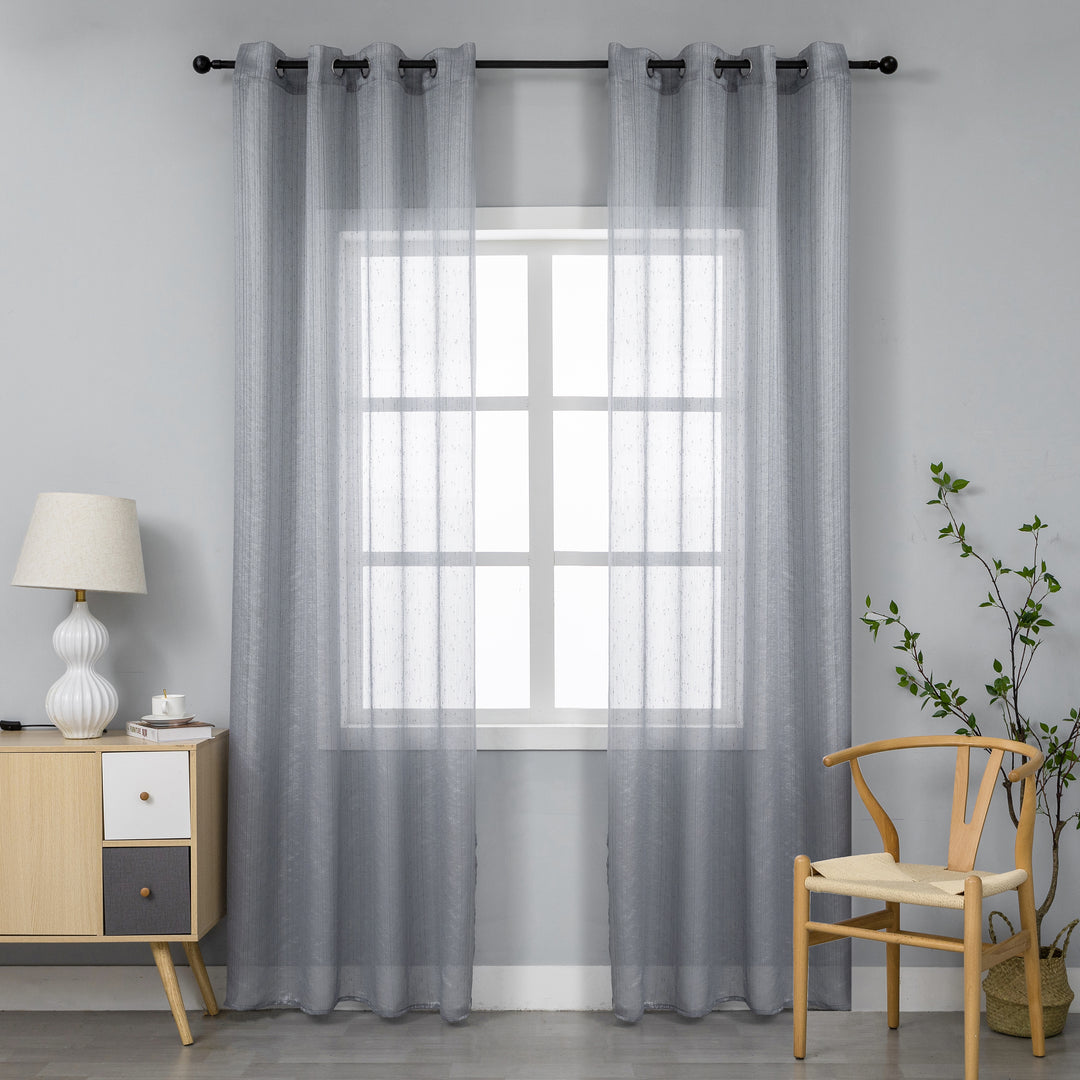 TENDA SEMI TRASPARENTE PUNTINATA EFFETTO LUCIDO 1 PANNELLO 140X285CM GRIGIO