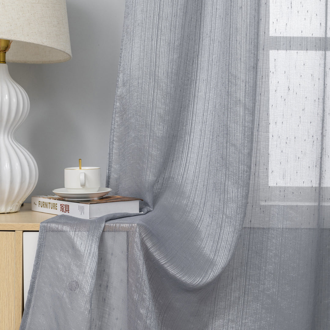 TENDA SEMI TRASPARENTE PUNTINATA EFFETTO LUCIDO 1 PANNELLO 140X285CM GRIGIO