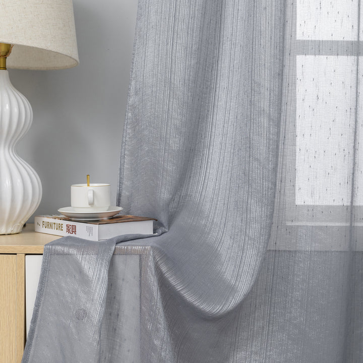 TENDA SEMI TRASPARENTE PUNTINATA EFFETTO LUCIDO 1 PANNELLO 140X285CM GRIGIO