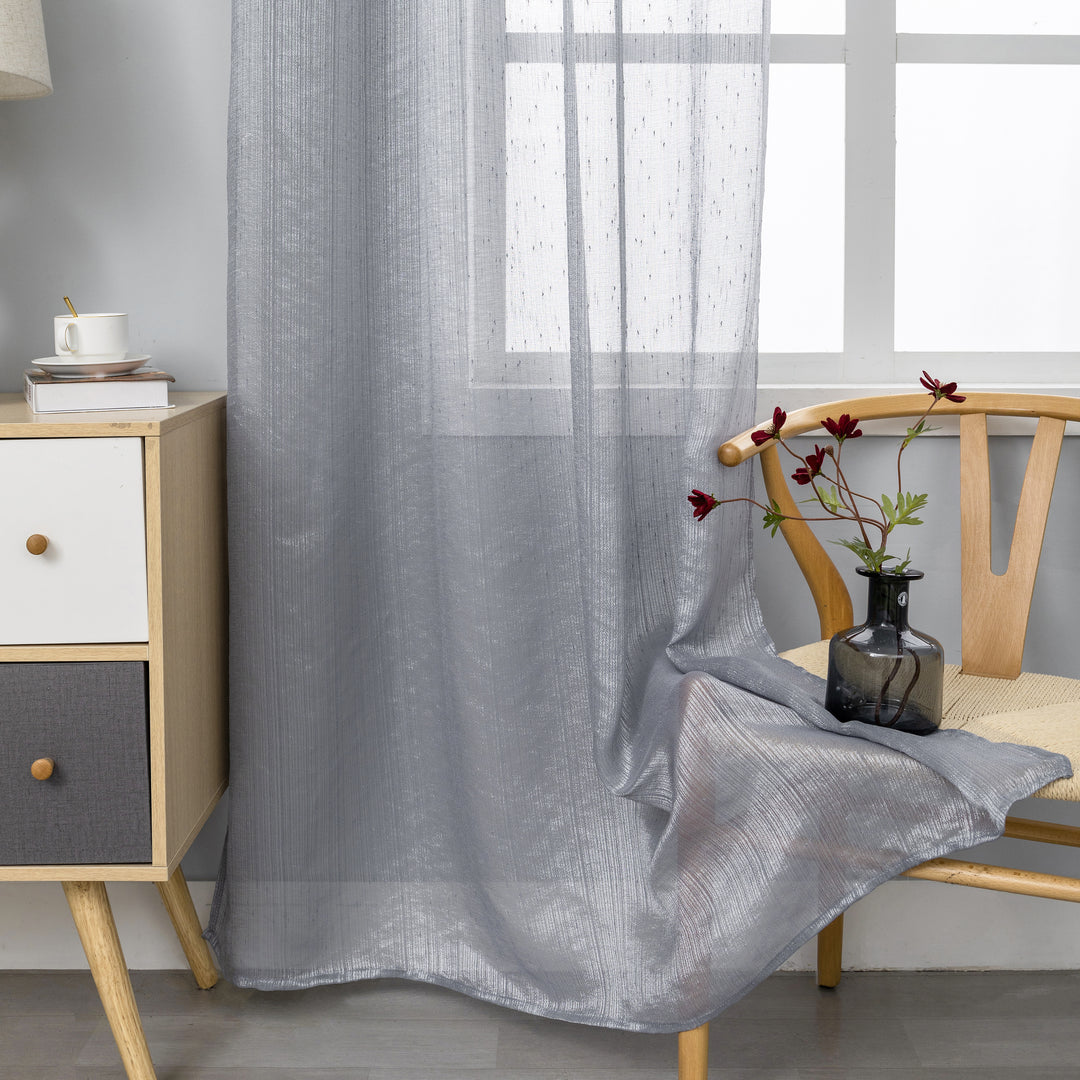 TENDA SEMI TRASPARENTE PUNTINATA EFFETTO LUCIDO 1 PANNELLO 140X285CM GRIGIO