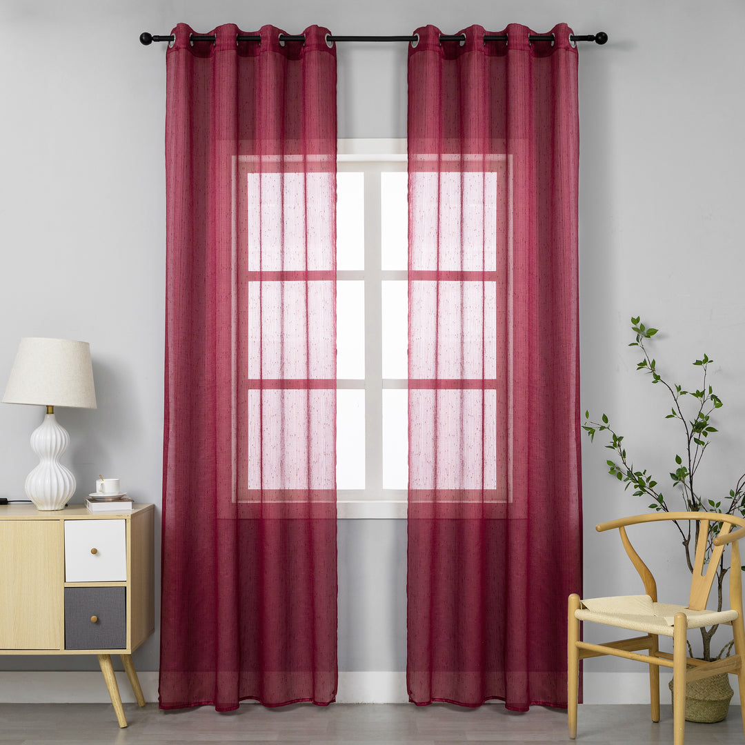 TENDA SEMI TRASPARENTE PUNTINATA EFFETTO LUCIDO 1 PANNELLO 140X285CM BORDEAUX