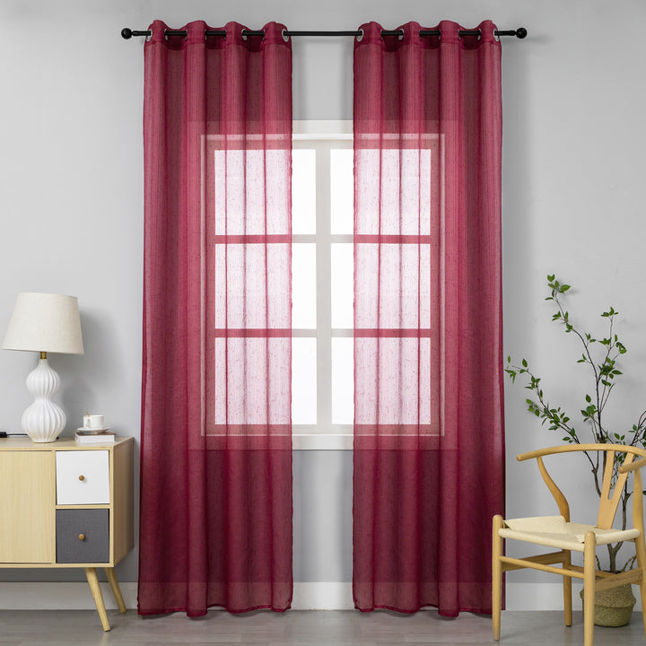 TENDA SEMI TRASPARENTE PUNTINATA EFFETTO LUCIDO 1 PANNELLO 140X285CM BORDEAUX