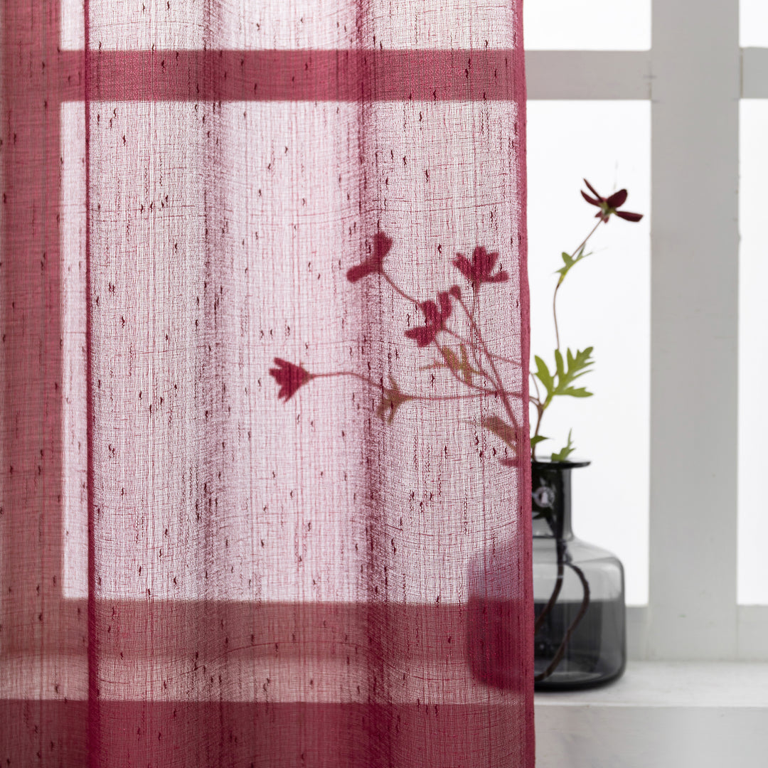 TENDA SEMI TRASPARENTE PUNTINATA EFFETTO LUCIDO 1 PANNELLO 140X285CM BORDEAUX