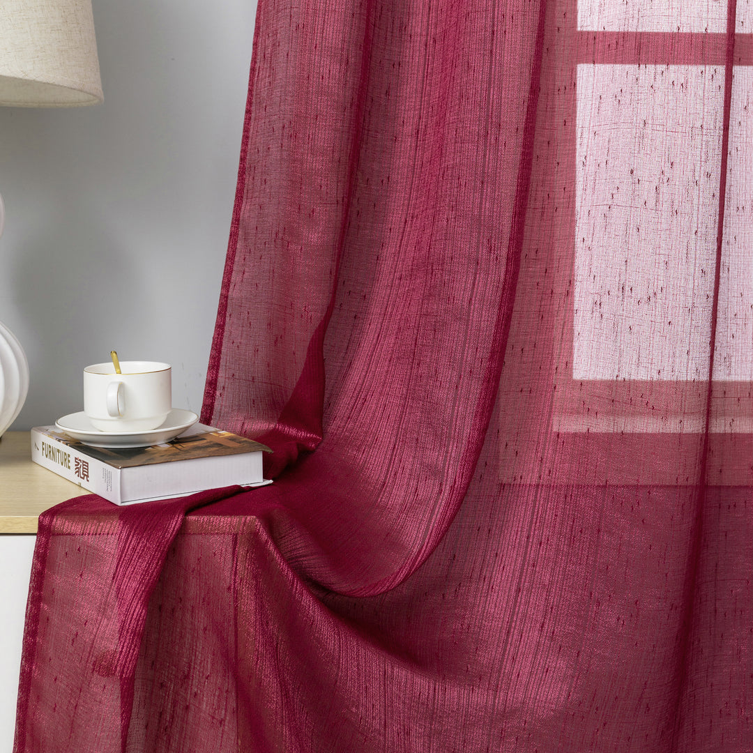 TENDA SEMI TRASPARENTE PUNTINATA EFFETTO LUCIDO 1 PANNELLO 140X285CM BORDEAUX