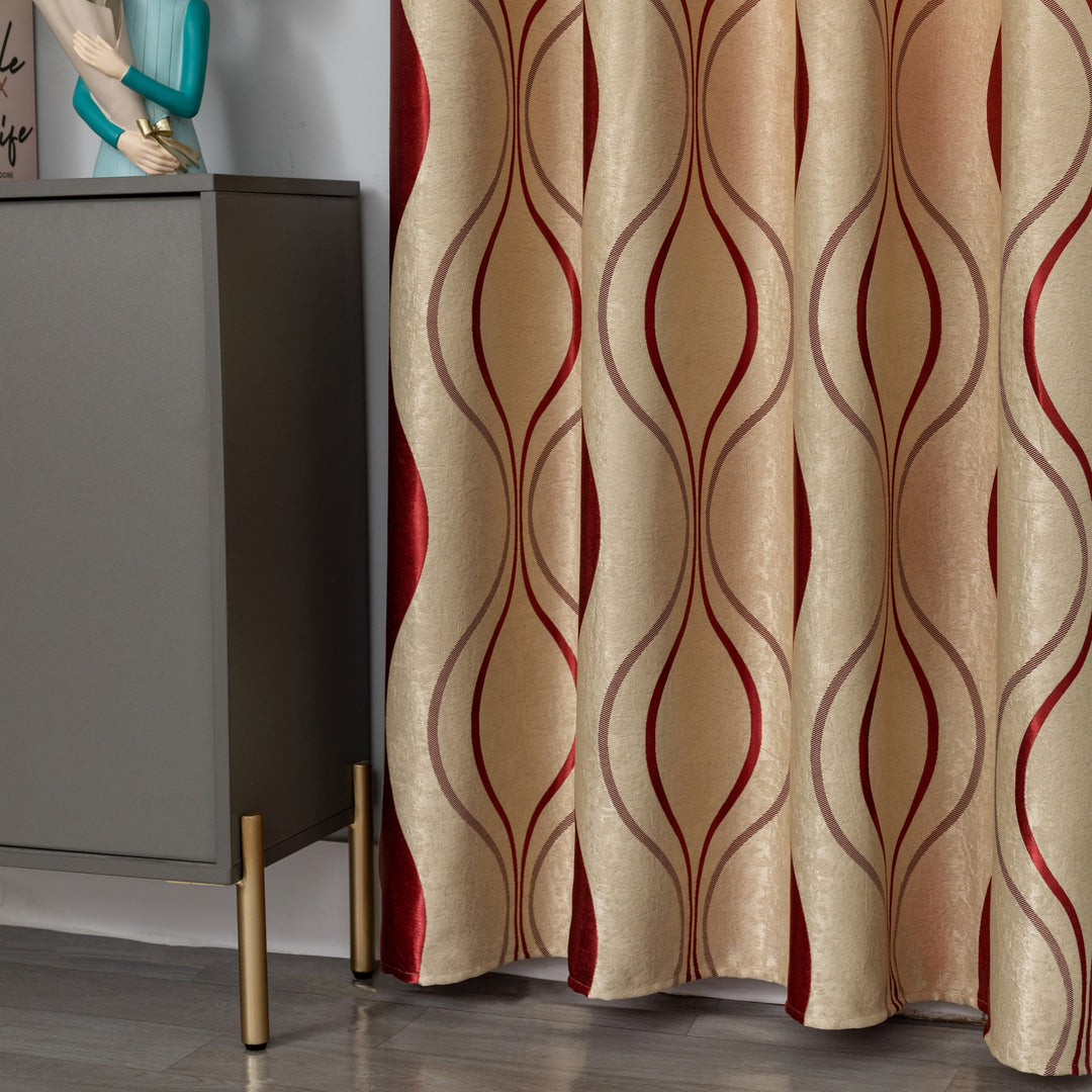 TENDA SEMI OSCURANTE MOTIVO ONDULATO 1 PANNELLO 140X275CM ORO E ROSSO