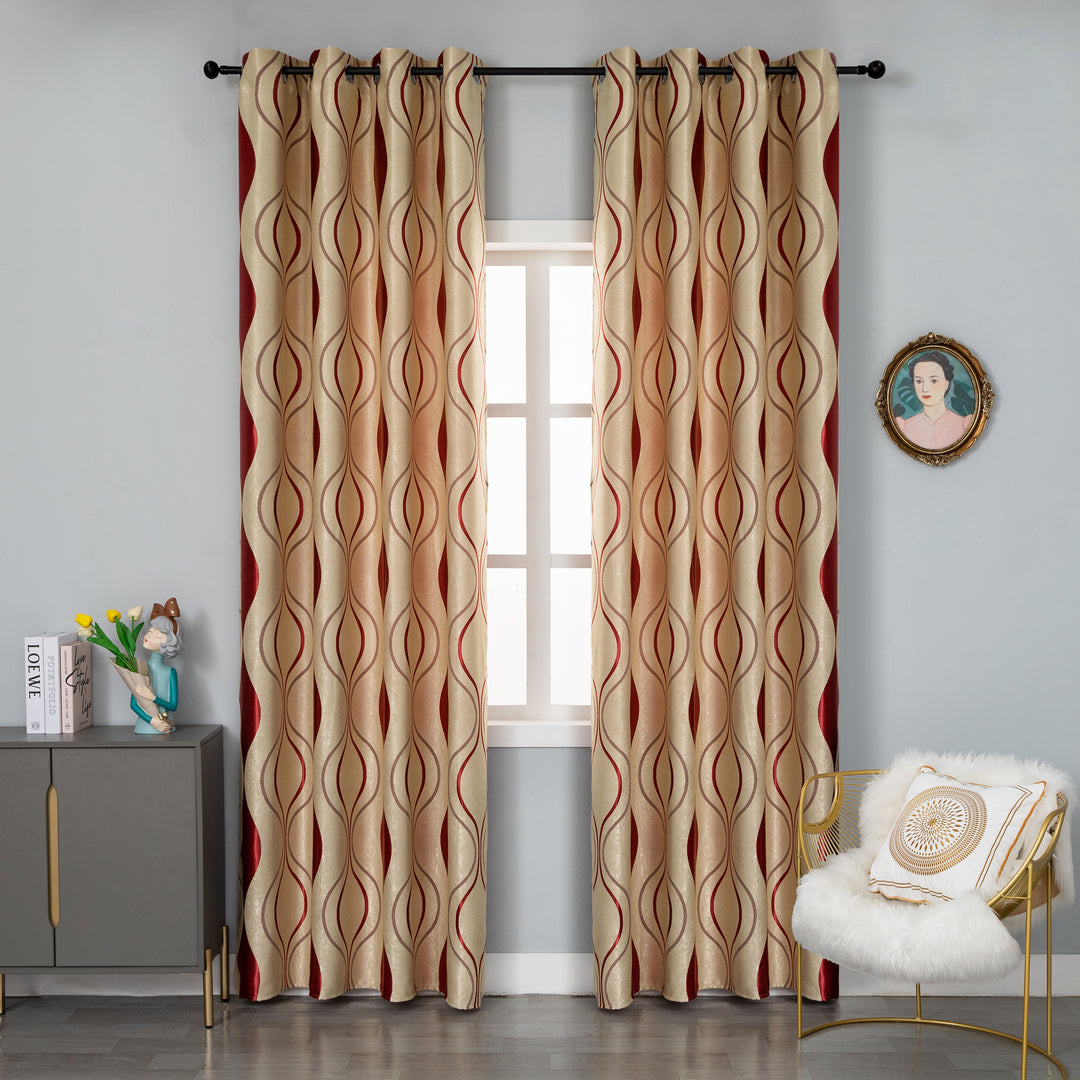 TENDA SEMI OSCURANTE MOTIVO ONDULATO 1 PANNELLO 140X275CM ORO E ROSSO