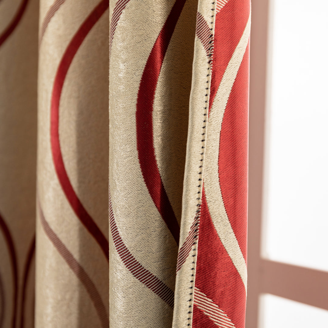 TENDA SEMI OSCURANTE MOTIVO ONDULATO 1 PANNELLO 140X275CM ORO E ROSSO