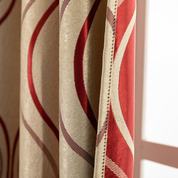 TENDA SEMI OSCURANTE MOTIVO ONDULATO 1 PANNELLO 140X275CM ORO E ROSSO
