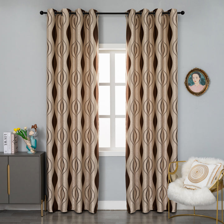 TENDA SEMI OSCURANTE MOTIVO ONDULATO 1 PANNELLO 140X275CM BEIGE E MARRONE