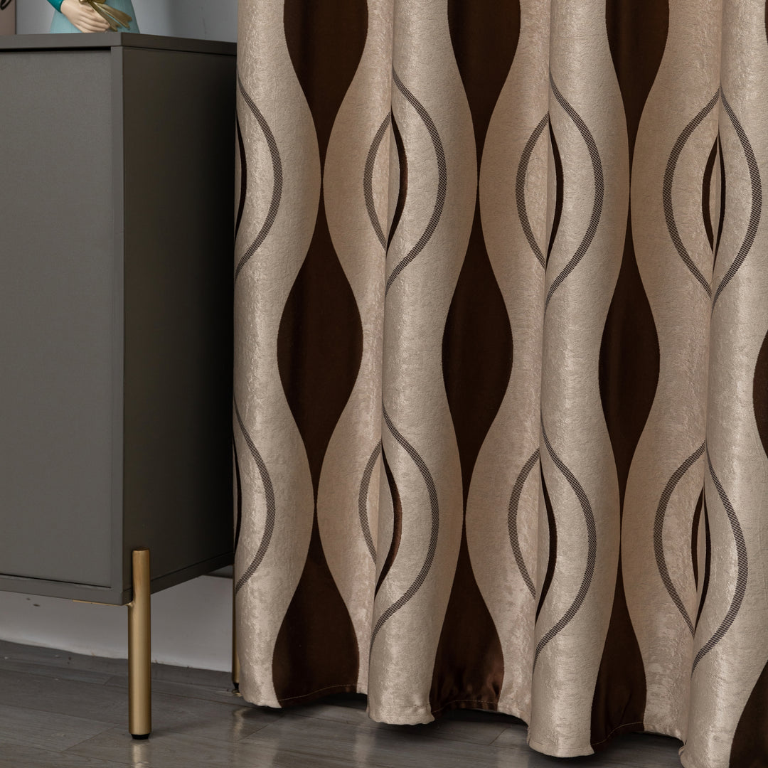 TENDA SEMI OSCURANTE MOTIVO ONDULATO 1 PANNELLO 140X275CM BEIGE E MARRONE