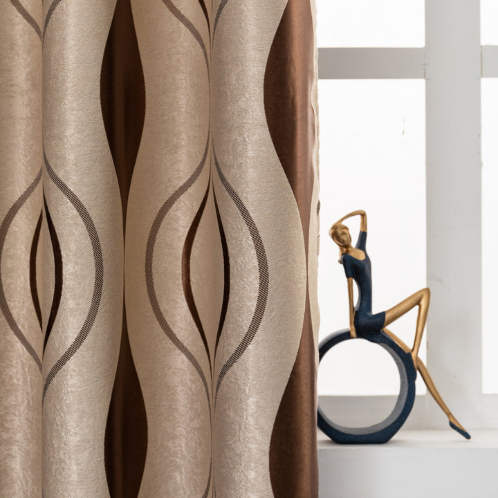 TENDA SEMI OSCURANTE MOTIVO ONDULATO 1 PANNELLO 140X275CM BEIGE E MARRONE