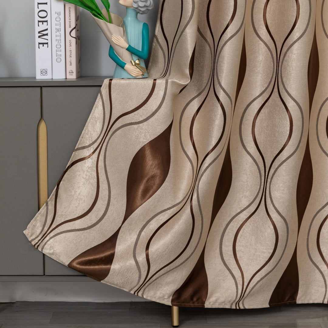 TENDA SEMI OSCURANTE MOTIVO ONDULATO 1 PANNELLO 140X275CM BEIGE E MARRONE
