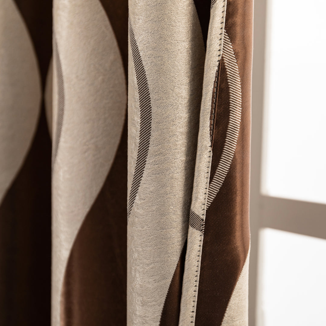 TENDA SEMI OSCURANTE MOTIVO ONDULATO 1 PANNELLO 140X275CM BEIGE E MARRONE