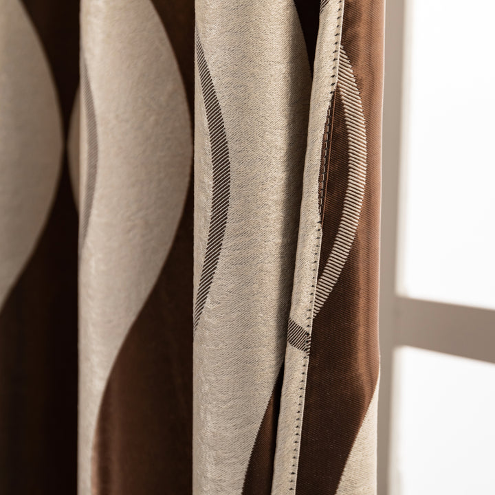 TENDA SEMI OSCURANTE MOTIVO ONDULATO 1 PANNELLO 140X275CM BEIGE E MARRONE
