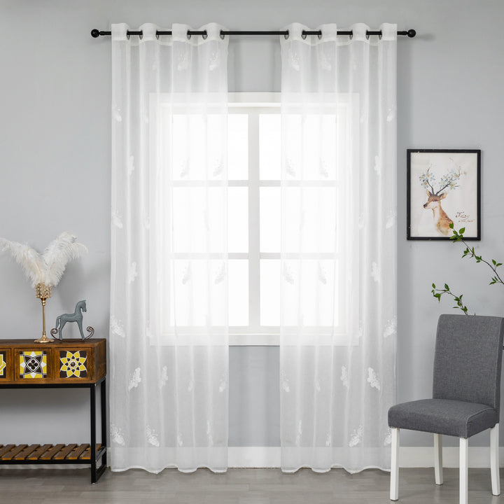 TENDA BIANCA FILTRANTE FANTASIA FARFALLE 1 PANNELLO 140X285CM BIANCO