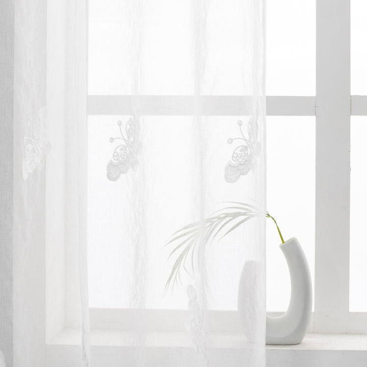 TENDA BIANCA FILTRANTE FANTASIA FARFALLE 1 PANNELLO 140X285CM BIANCO