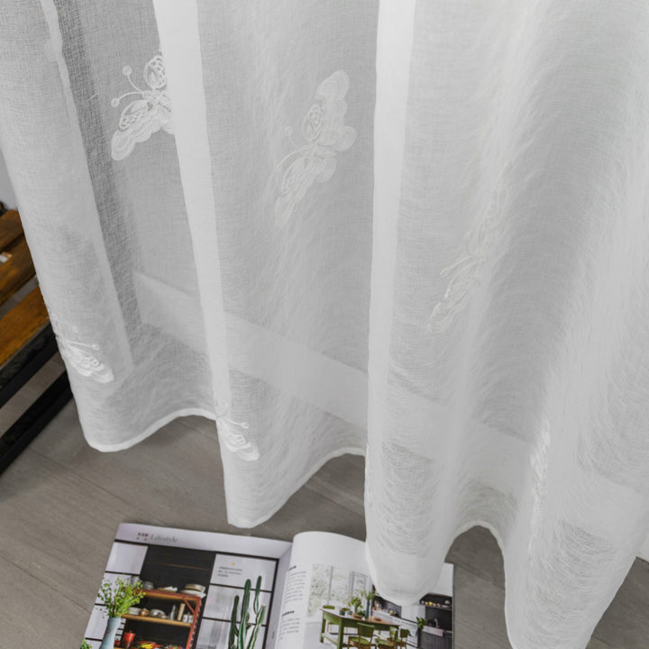 TENDA BIANCA FILTRANTE FANTASIA FARFALLE 1 PANNELLO 140X285CM BIANCO