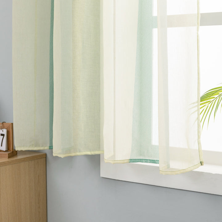 COPPIA TENDE DELO TRASPARENTI A RIGHE COLORATE 2X70X140CM VERDE E GIALLO