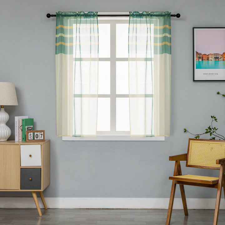 COPPIA TENDE DELO TRASPARENTI A RIGHE COLORATE 2X70X140CM VERDE E GIALLO
