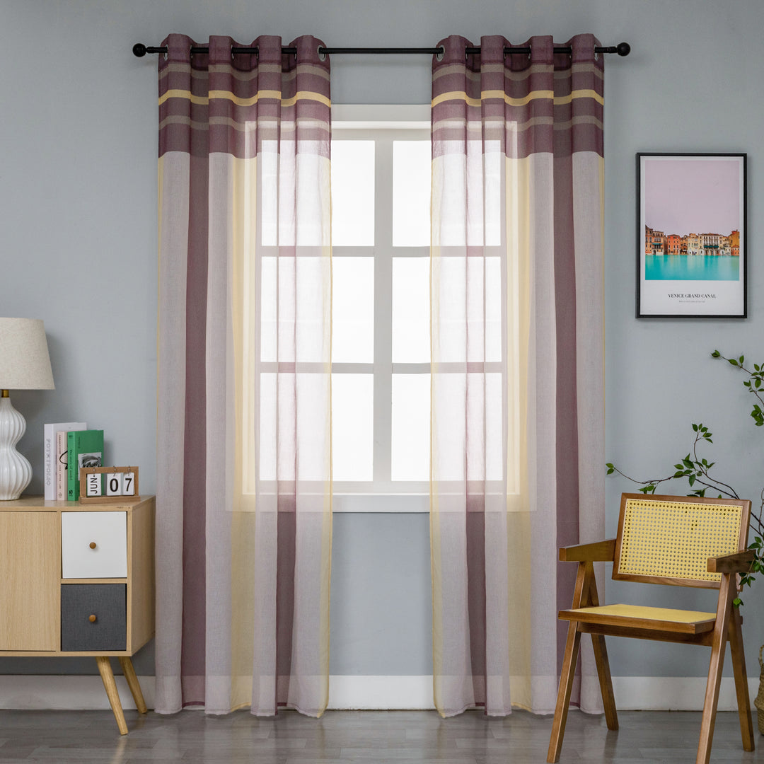 TENDA DELO FILTRANTE A RIGHE COLORATE 140X275CM 1 PANNELLO MARRONE E CREMA