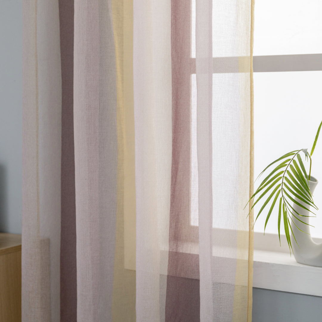 TENDA DELO TRASPARENTE A RIGHE COLORATE 1 PANNELLO 140X240CM MARRONE E CREMA