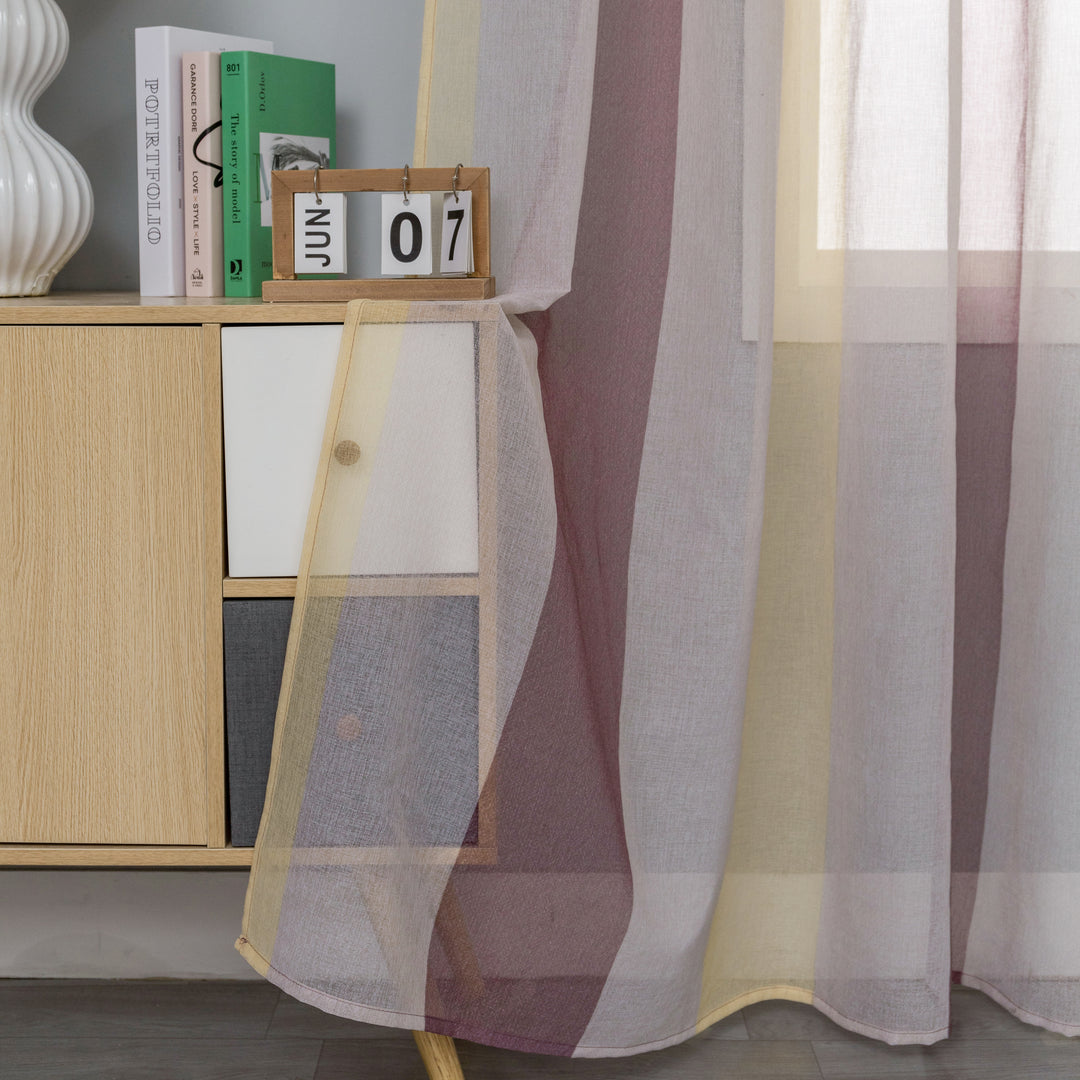 COPPIA TENDE DELO TRASPARENTI A RIGHE COLORATE 2X70X240CM MARRONE E CREMA