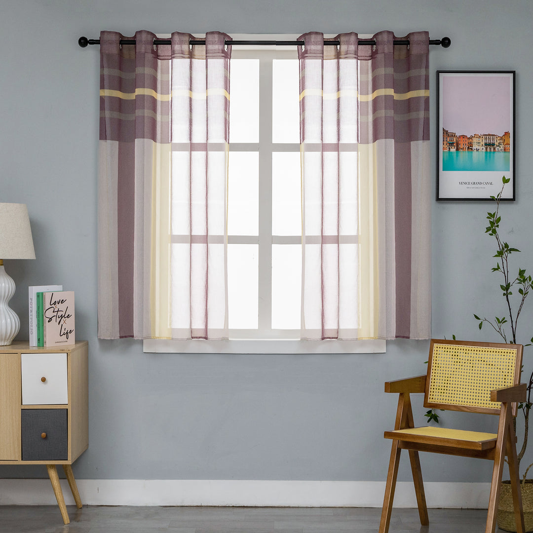 TENDA DELO TRASPARENTE A RIGHE COLORATE 1 PANNELLO 140X140CM MARRONE E CREMA
