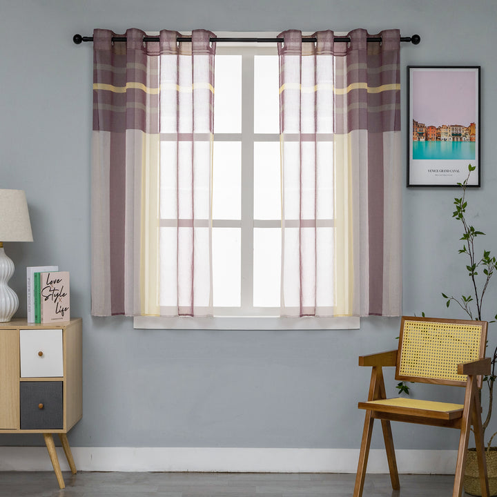 TENDA DELO TRASPARENTE A RIGHE COLORATE 1 PANNELLO 140X140CM MARRONE E CREMA