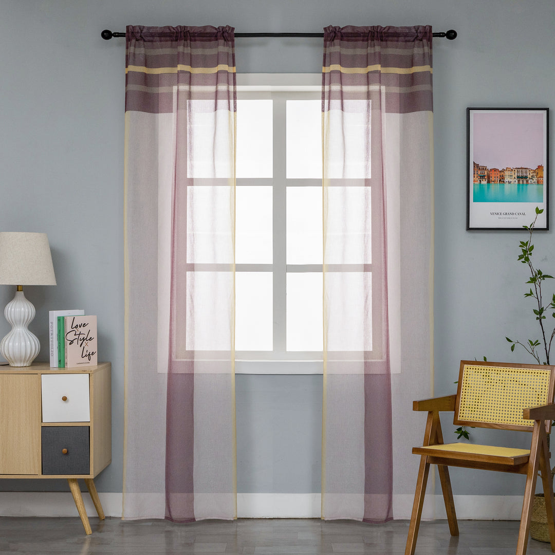 COPPIA TENDE DELO TRASPARENTI A RIGHE COLORATE 2X70X240CM MARRONE E CREMA